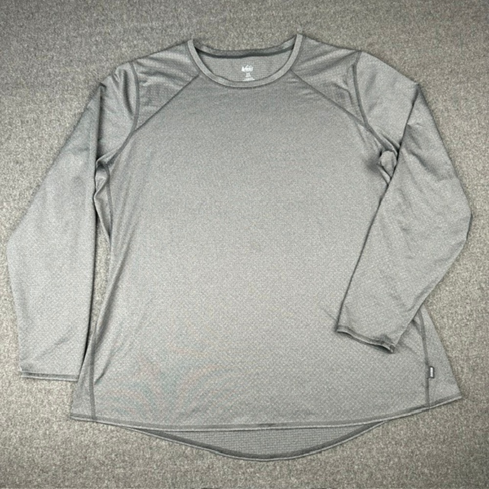 REI Co-op Womens 2X XXL Gray Long Sleeve Active Hiking Shirt Heathered Crew Neck
